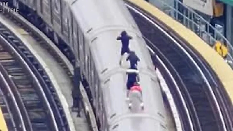 أطفال يرقصون على سطح قطار وطائرة شرطة تلاحقهم من السماء .. فيديو