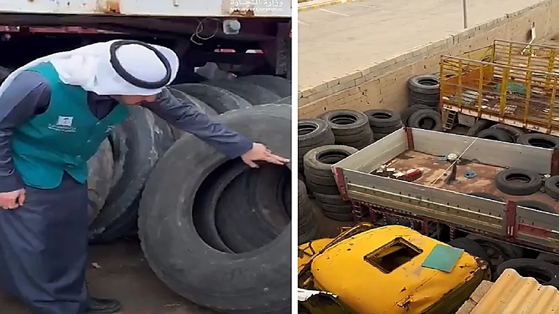 ضبط 500 إطار مغشوش في حفر الباطن .. فيديو