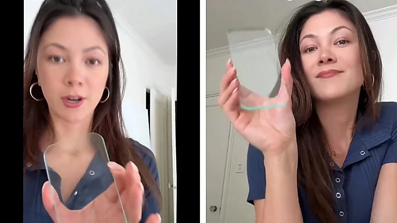 فتاة تثير الجدل على تيك توك بسبب هاتف شفاف.. فيديو