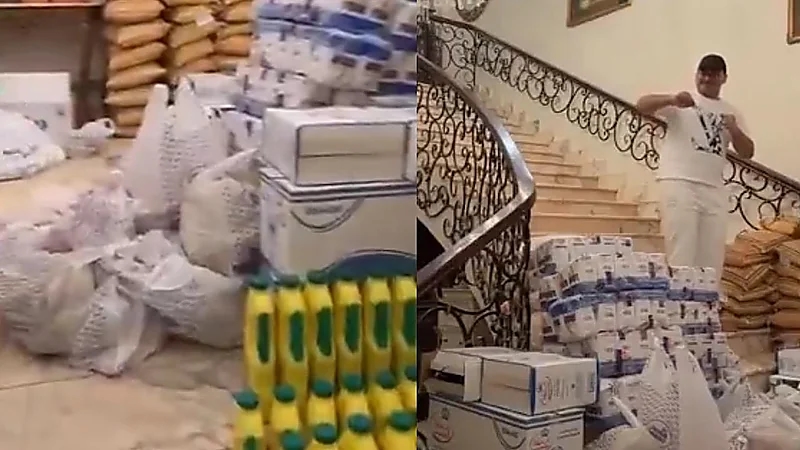 شاب يستعرض مقاضي عائلته لشهر رمضان ويثير الجدل .. فيديو