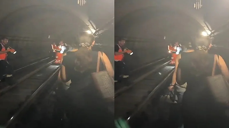 رعب ركاب قطار بعد توقفه فجأة داخل نفق.. فيديو