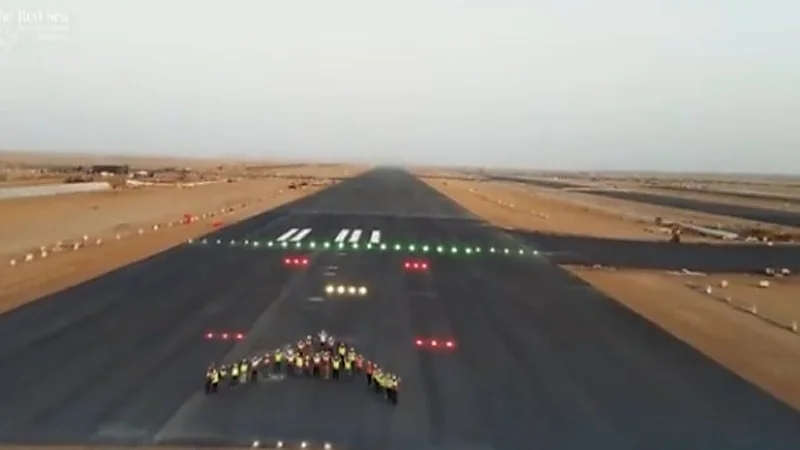 شاهد.. اكتمال أعمال بناء مدرج مطار البحر الأحمر الدولي