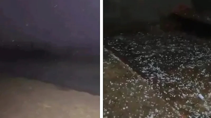 العلا تستقبل الشتاء بأمطار غزيرة وتساقط للبرد .. فيديو