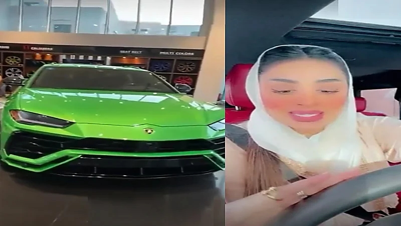 شاهد.. أمل الأنصاري تستعرض سيارتها " اللامبورجيني"