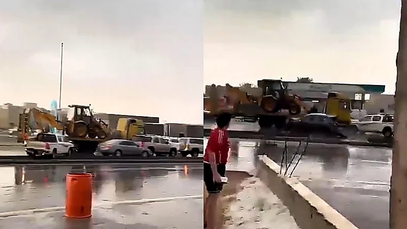 شاحنة تُطيح بعدة مركبات ومواطن يوثق الحادث بالصدفة .. فيديو