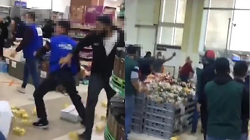 بالفيديو.. معركة ضارية على زجاجة زيت في لبنان