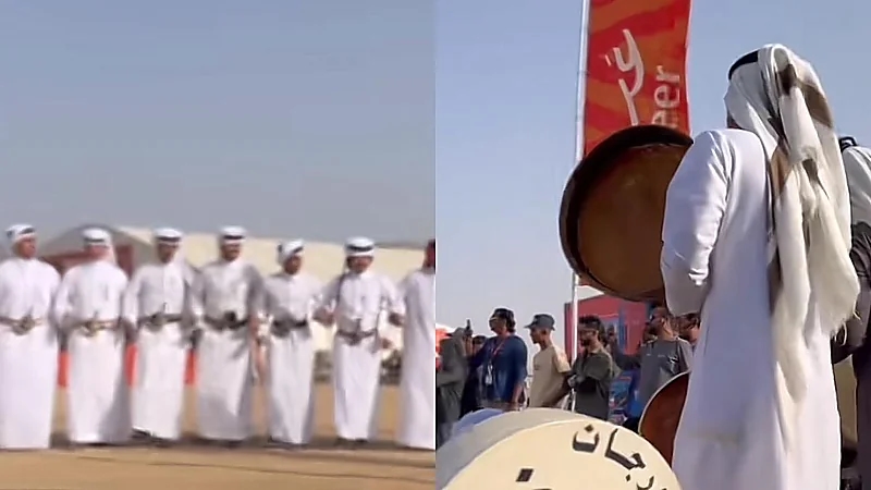 أهالي عسير يستقبلون رالي داكار السعودية بالعرضة ودق الطبول .. فيديو