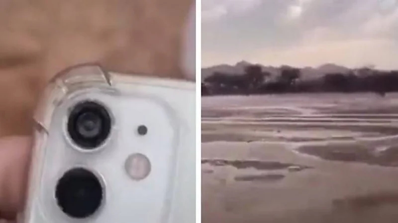 شاهد.. لحظة تعرض مواطن لصاعقة أثناء تصويره للأمطار