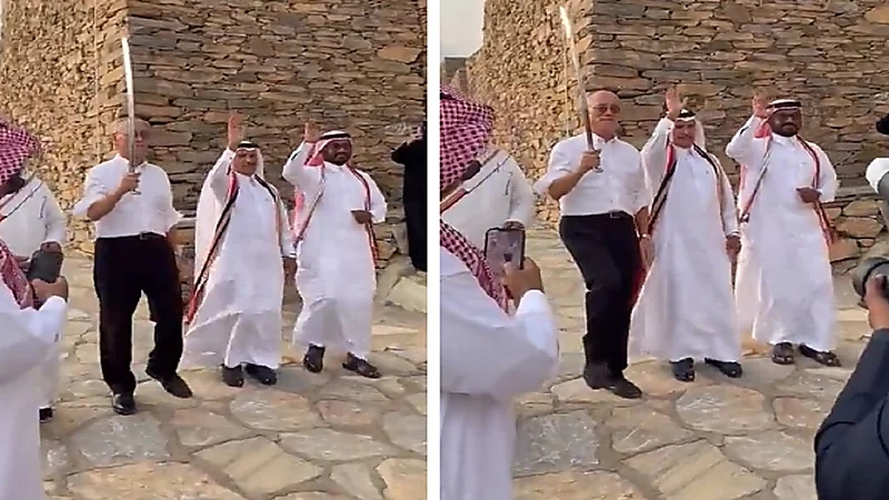 بالفيديو .. سفير اليابان في المملكة يؤدي العرضة الجنوبية