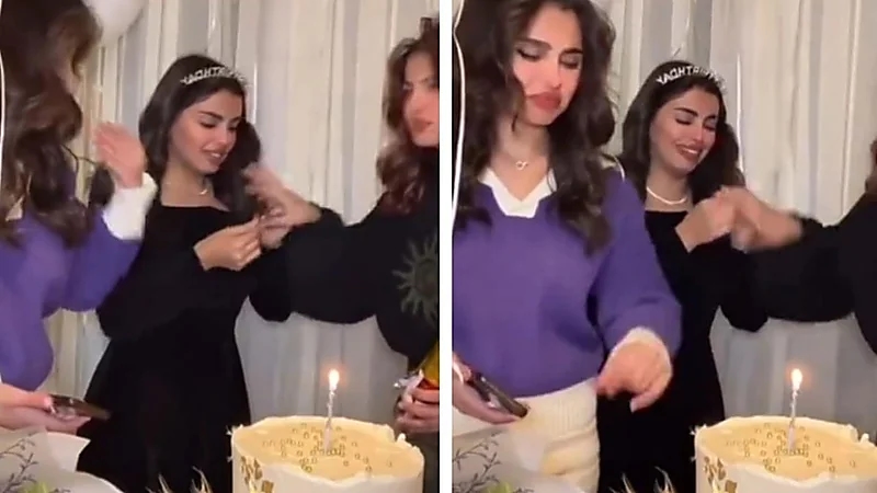 ‏لحظة احتراق شعر رزان عبدالله يوم ميلادها .. فيديو