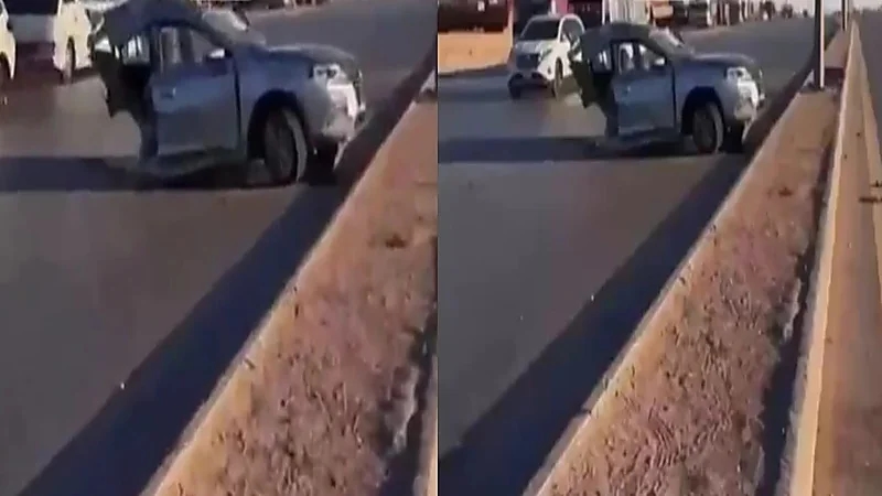 انشطار سيارة إلى نصفين في حادث مروع بالرياض.. فيديو