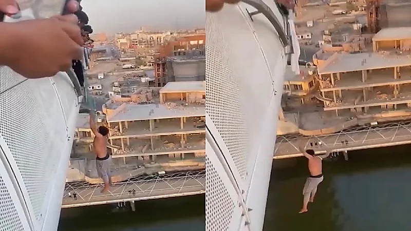 إنقاذ شاب عراقي حاول الانتحار من أعلى جسر .. فيديو