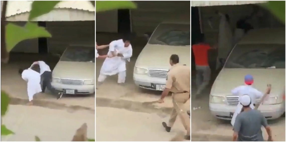 بالفيديو.. مشاجرة بين عسكري وعدة أشخاص تنتهي بإصابة ابنه