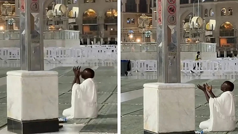 مشهد مؤثر لمعتمر يناجي الله بحرقة وخشوع في المسجد الحرام.. فيديو