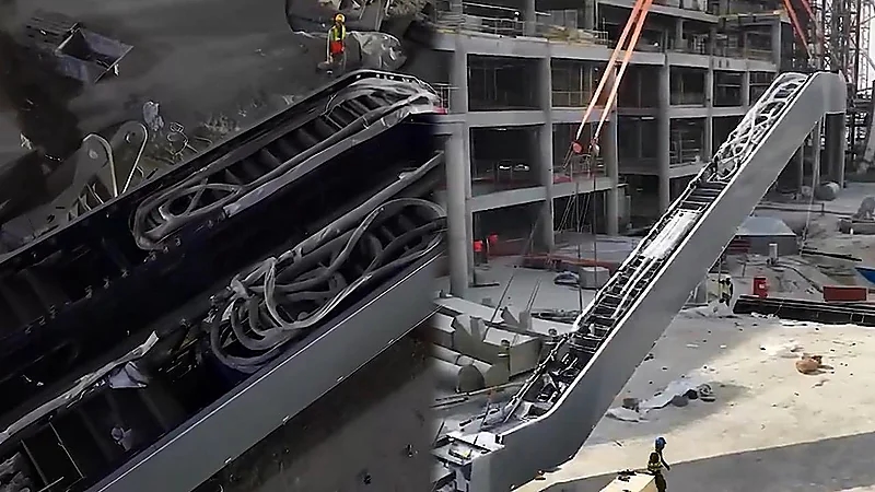 البدء في تركيب أول دفعة من السلالم الكهربائية في ملعب أرامكو.. فيديو