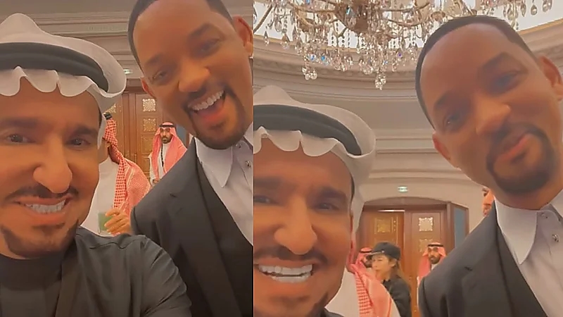 عبدالله السدحان برفقة ويل سميث في موقف طريف بمهرجان جدة .. فيديو