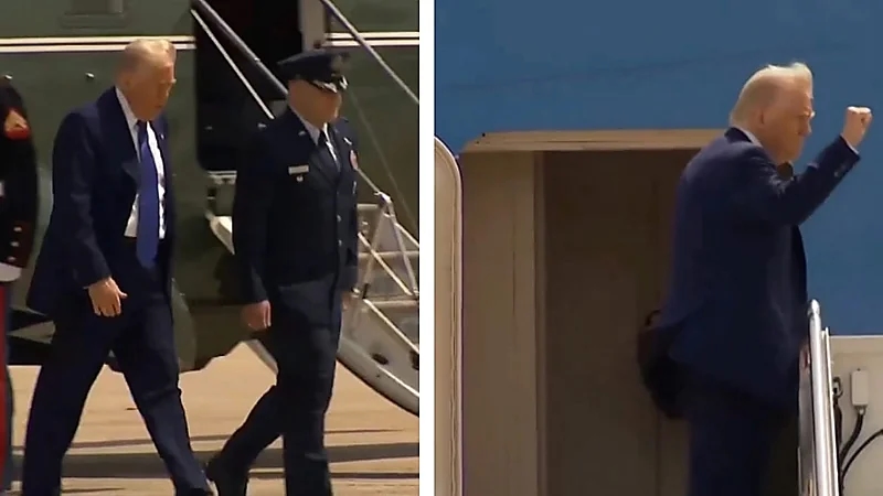 لحظة مغادرة ترامب إلى المملكة في أولى زياراته الخارجية الرسمية.. فيديو