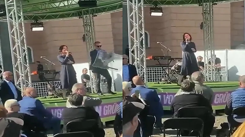 بالفيديو.. وزيرة الخارجية الألمانية تتعرض للاعتداء في تجمع انتخابي