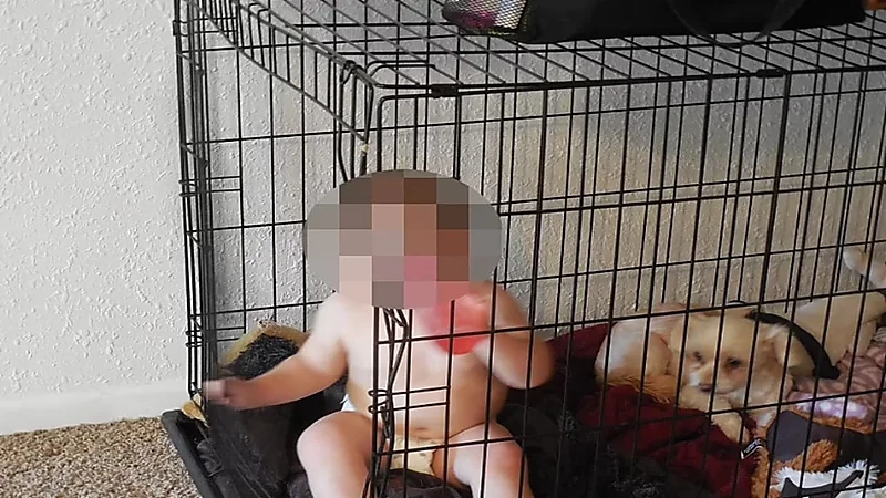 زوجة أب تحبس طفل داخل قفص للكلاب
