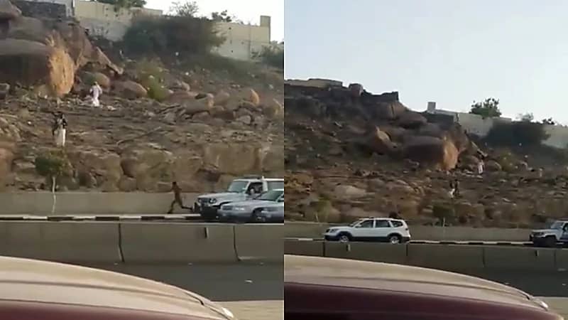 بالفيديو.. القبض على مجموعة من الوافدين أثناء صعودهم قمة جبل بالطائف