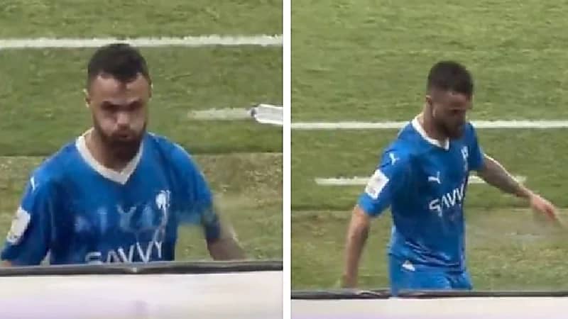 ميشائيل يخرج غاضباً ويضرب دكة البدلاء .. فيديو