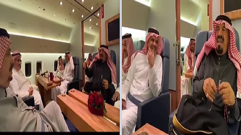 أمير الرياض منصتًا لقصيدة المطيري على متن طائرة .. فيديو