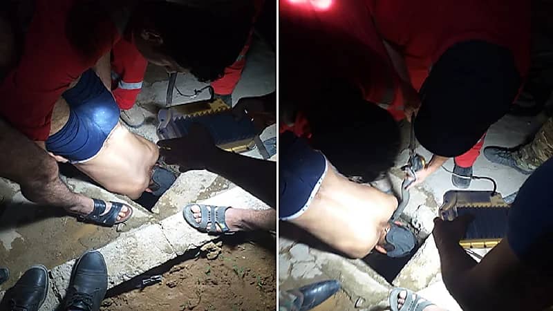 بالفيديو.. لحظة إنقاذ طفل سقط داخل بئر في مشهد يحبس الأنفاس
