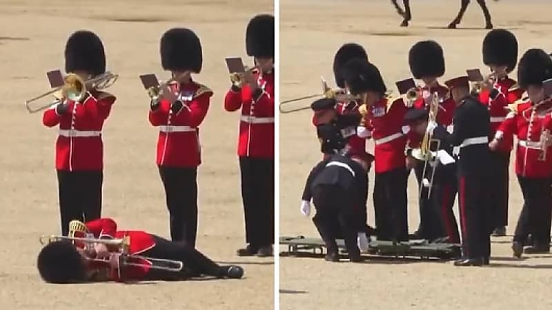 سقوط حراس الملك تشارلز بسبب الحر الشديد.. صور