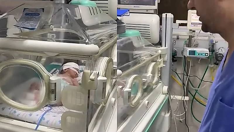 أم تلد رضيعها وهي تلفظ الأنفاس بعد قصف منزلها بغزة .. فيديو