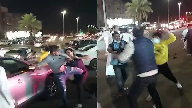 بالفيديو..مضاربة بالعصى والكراسي في حي السامر بجدة