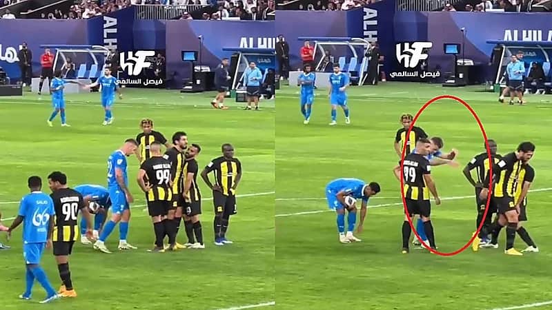 لحظة منع سافيتش لحجازي من تخريب مكان ركلة الجزاء .. فيديو