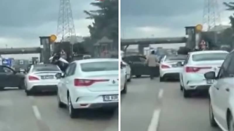 معركة عنيفة بين قائدي مركبات على طريق عام .. فيديو