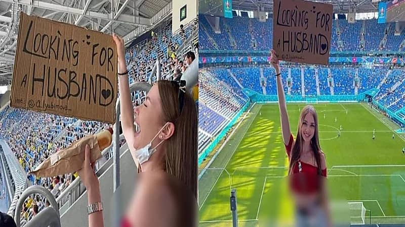 حسناء روسية تبحث عن "عريس" في مدرجات يورو 2020