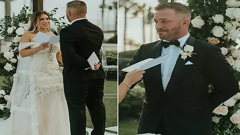 بالصور.. فتاة تتغلب على إعاقتها يوم زفافها بواسطة فستان حورية البحر