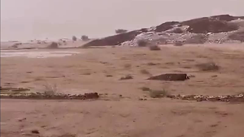 شاهد.. أمطار غزيرة وجريان السيول جنوب الحليفة