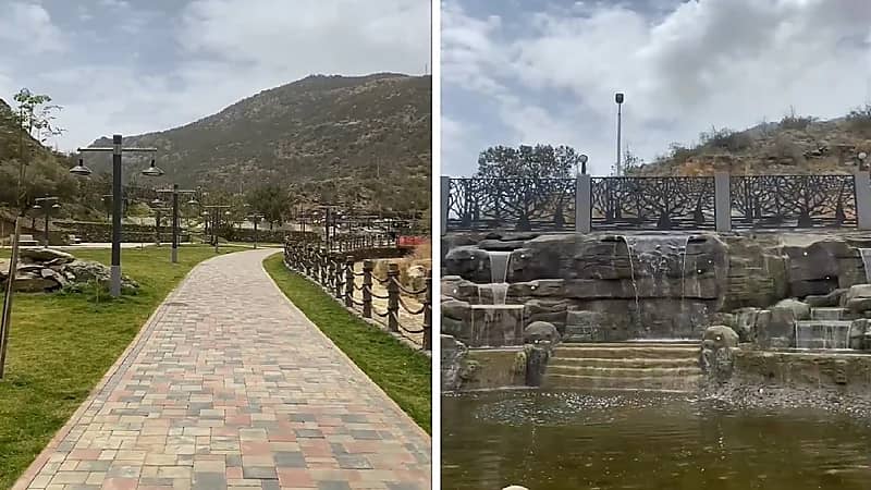 شاهد .. جمال الطبيعة في حديقة الشلال بالباحة يخطف الأنظار