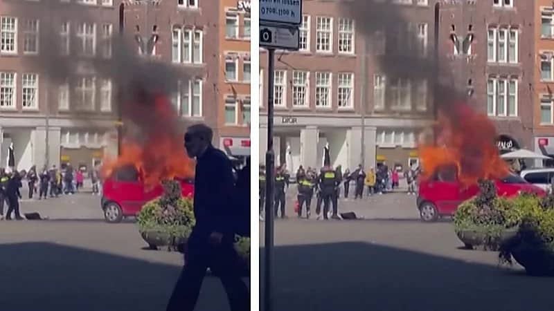 انفجار سيارة في هولندا أثناء محاولة انتحار سائقها .. فيديو