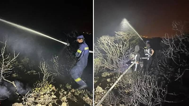 شاهد.. إخماد حريق جبل مرير في النماص 