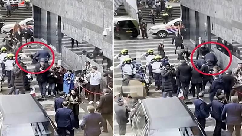 بالفيديو .. لحظة إيقاف شاب حاول الهجوم على ماكرون