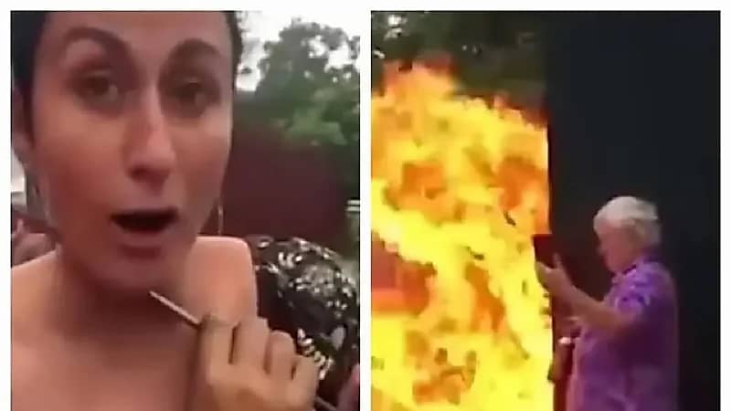 متقاعد يضرم النيران في جاره ويطلق سهما على امرأة - فيديو وصور