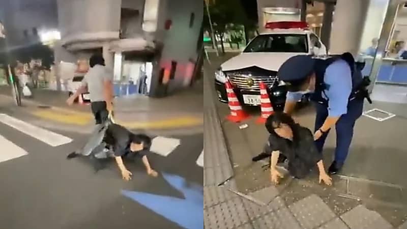 شخص يجر مجرمًا حتى مركز الشرطة كأنه دمية.. فيديو