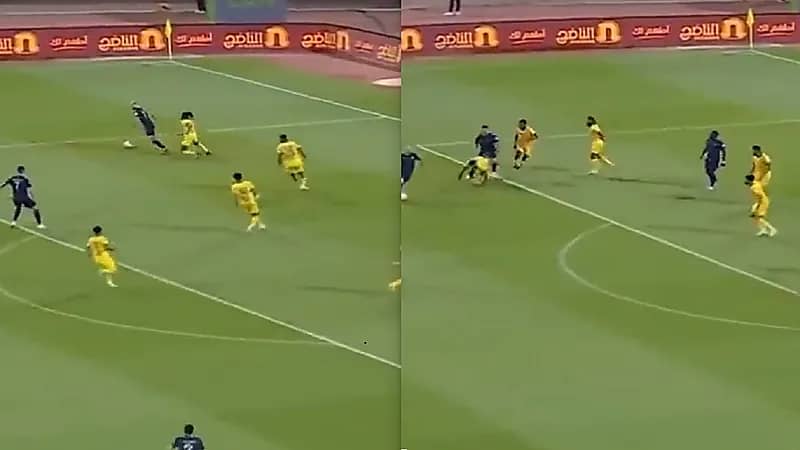 عبدالعزيز الهدلق يتعجب من لقطة مدافع الحزم في مباراة النصر .. فيديو