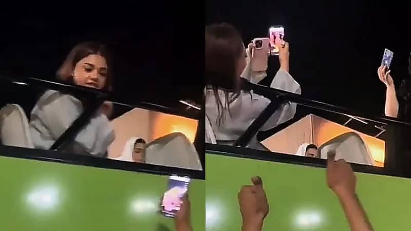 حشد غفير حول سارة مهند أثناء حضورها إحدى المناسبات  ..  فيديو