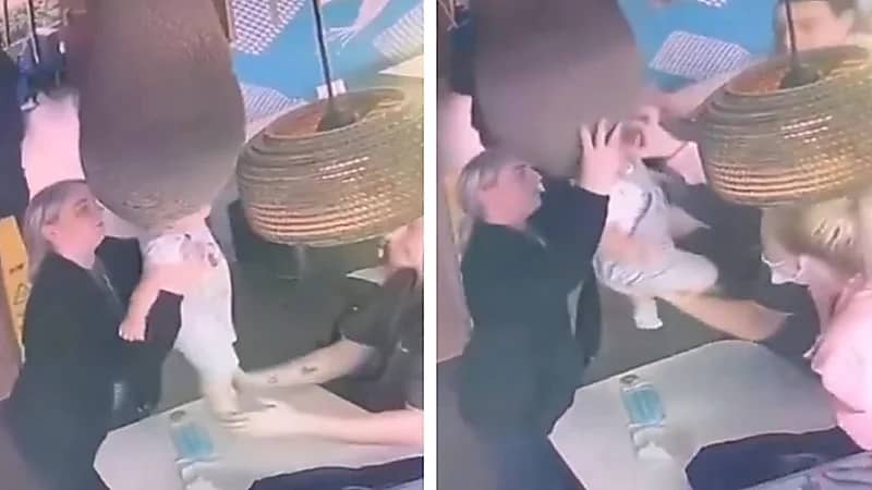 مزحة كادت تودي بحياة رضيع بعد وضع رأسه داخل مصباح .. فيديو