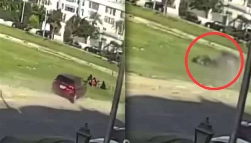 مشهد صادم لسيدة تدهس أربع عائلات خلال نزهة هادئة .. فيديو