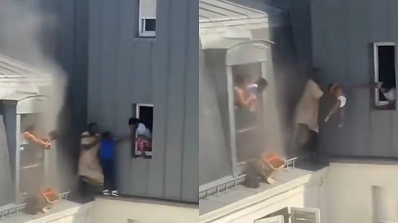 مهاجر أفريقي ينقذ عائلة من حريق في باريس .. فيديو
