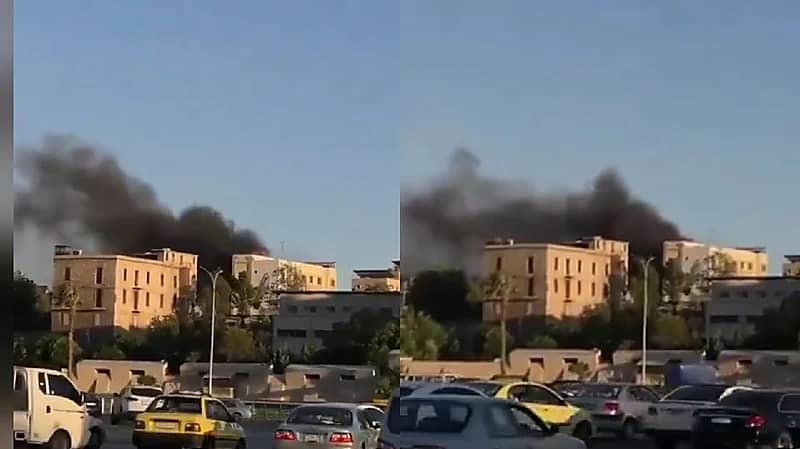 انفجار خلف مبنى الإذاعة والتلفزيون في دمشق .. فيديو