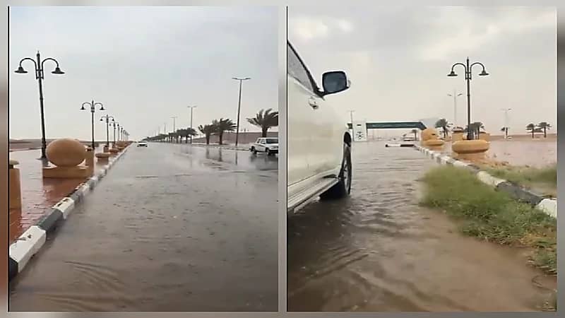 أمطار غزيرة تضرب تمير شمال الرياض .. فيديو
