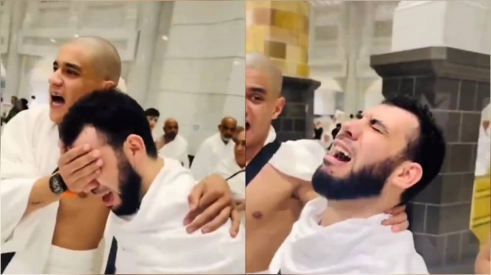 ردة فعل مؤثرة لشاب جزائري عند أول رؤية للكعبة.. فيديو