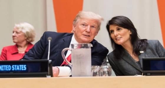 " نيكي هايلي " تعلق على شائعات علاقتها الغرامية بـ " ترامب "